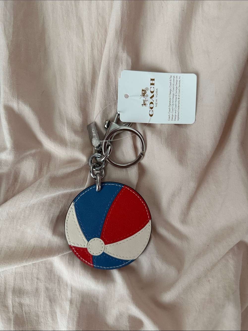 Coach Red, Blue & White Round Beach Ball Keychain